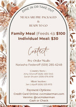 Load image into Gallery viewer, GLUTEN FREE Turkey Dinner FAMILY MEAL (feeds 4)