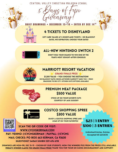 $25 FOR 1 TICKET / 5 Days of Fun Raffle