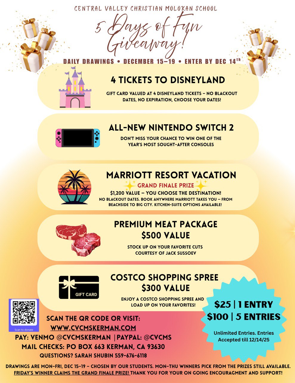 $25 FOR 1 TICKET / 5 Days of Fun Raffle