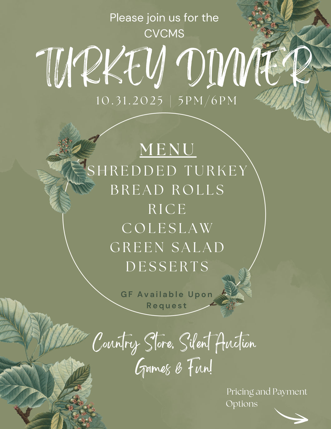 GLUTEN FREE Turkey Dinner FAMILY MEAL (feeds 4)