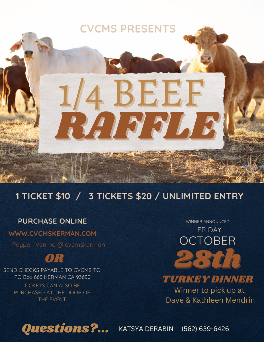 Half Beef Raffle $10 1/4 Beef Raffle Ticket โ Central Valley Christian Molokan School