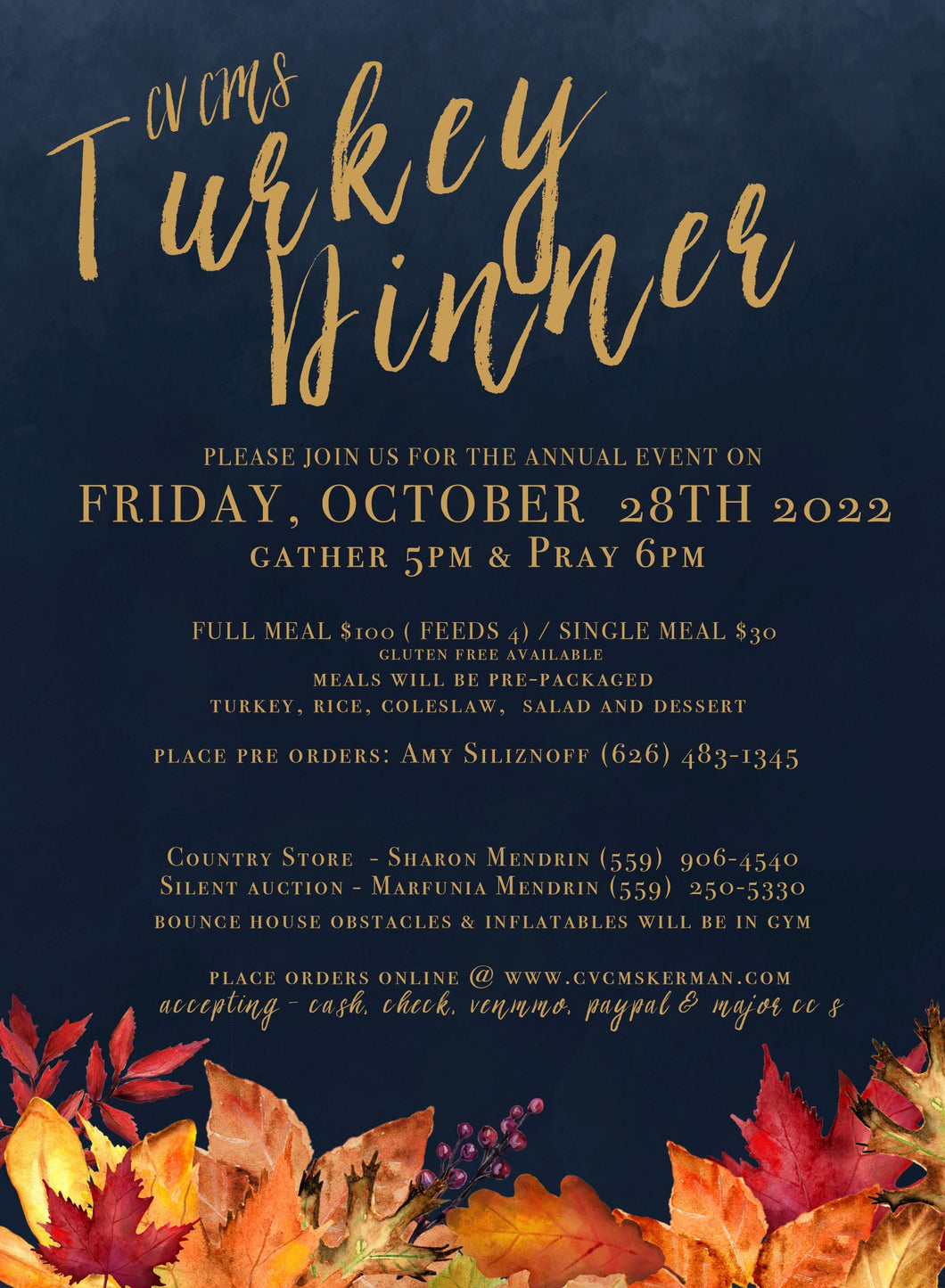 * Gluten Free * FULL ORDER TURKEY DINNER MEAL ( FEEDS 4)