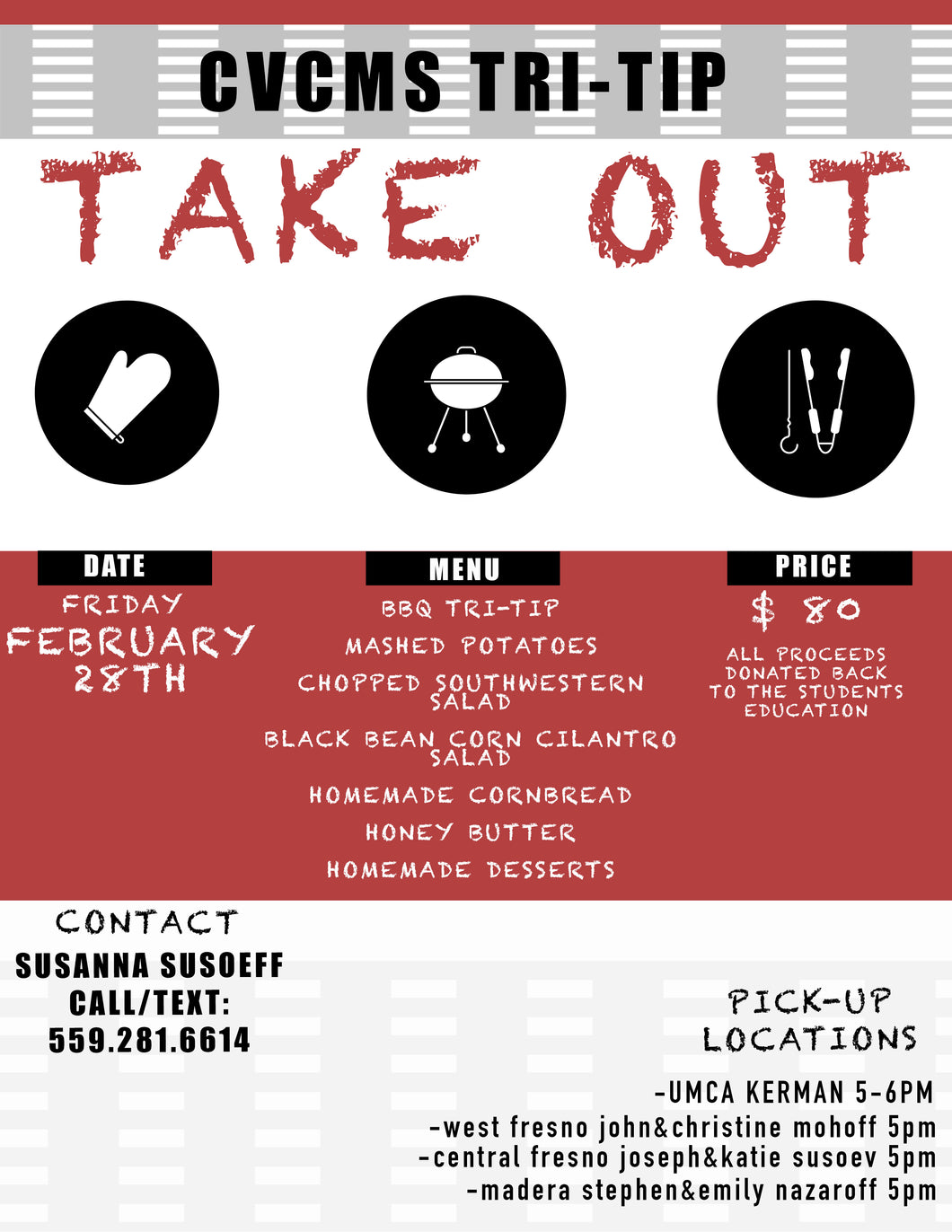 TRI-TIP TAKE OUT (gluten free) Price includes online processing fee